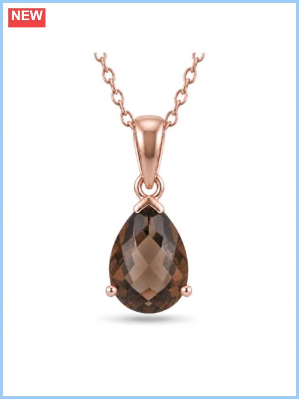 Le Vian Smoky Quartz Pendant Necklace 14K Rose Gold Plated Silver